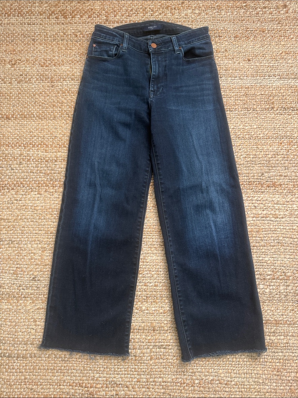 Fidelity Denim Women's Malibi Cropped Wide-Leg Jeans in Dark Blue